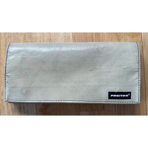 FREITAG Beige Long Wallet  Damaged Leather 8 inch Blue Inside